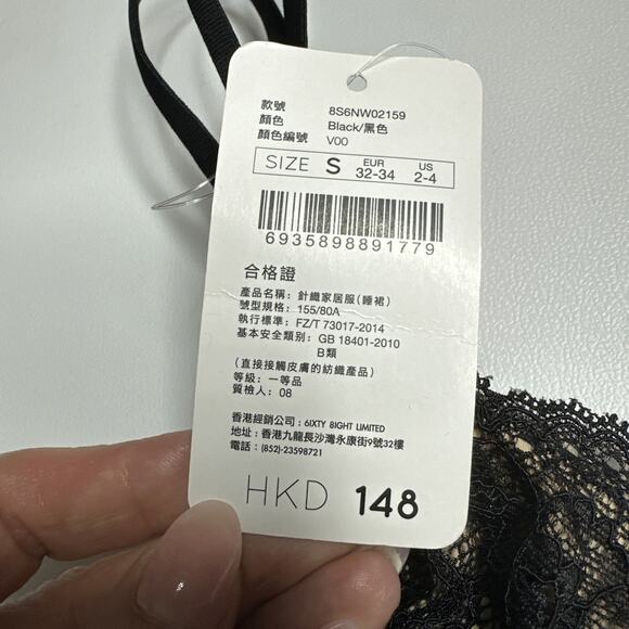 NEW 6ixty8ight Black Lace Cami Slip Dress S Coquette Goth Y2K Lingeriecore - Picture 9 of 11